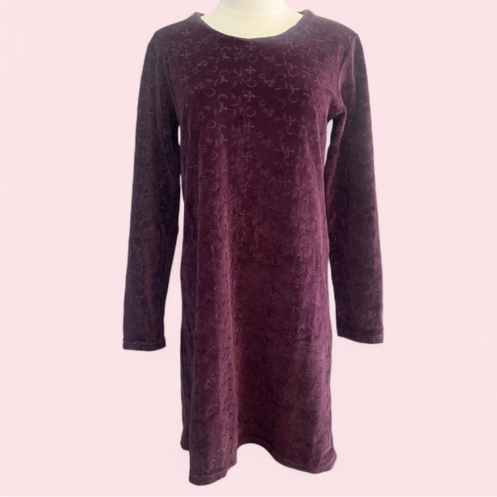 Vintage J Jill Purple‎ Velvet Long Sleeve Whimsy Dress Cottagecore Fairycore  XS